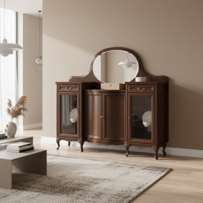 Klassieke antieke houten staande spiegel Standaard Spiegel Model W-NL-Kr Opzetspiegel