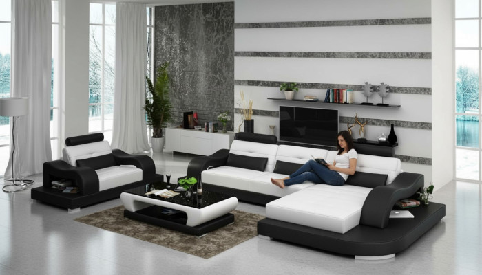 Leren bank Bank Woonlandschap Hoekbank Hoek Fauteuil Ontwerp Modern Sofa G8005E  Leren bank Woonlandschap Hoekbank Hoek Fauteuil Ontwerp Moderne Bank G8005E