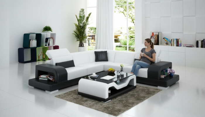 Leren bank Bank Woonlandschap Hoekbank L-Vorm Set Design Decor Modern  Leren bank Bank Woonlandschap Hoekbank L-Vorm Set Design Decor Modern