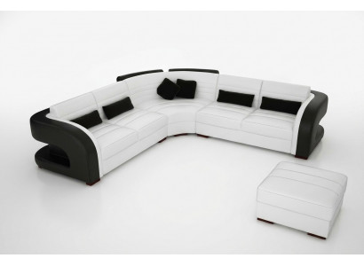 LEREN BANKSTEL Design woONLANDSCHAP BANKSTEL SET ZITGROEP HOEKCOUCH SOFA Bergamo