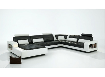 Eckbank Bank Bank Bank Zitmeubel Leder Hoekbank Set U-vorm H2209