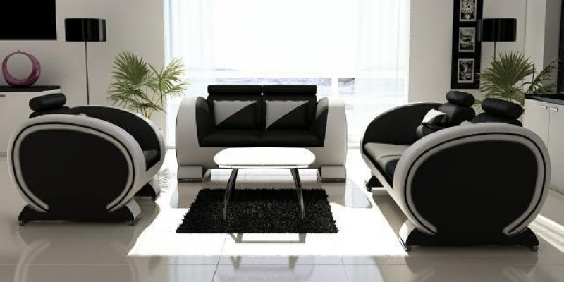 Sofa set Leren bank Bank Bank Bekleding Lederen set Banken Banken 3+2+1