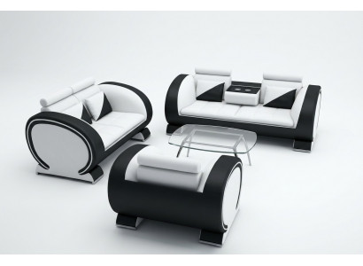 Sofa set Leren bank Bank Bank Bekleding Lederen set Banken Banken 3+2+1