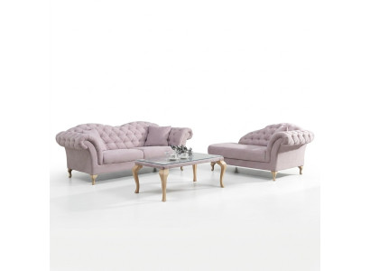 Chesterfield bankstel sofa bekleding set chaise longue klassieke stijl bank