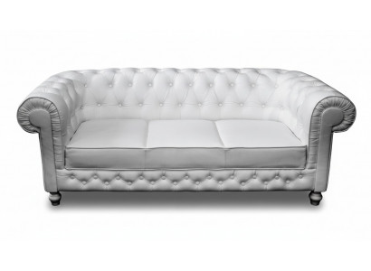 Chesterfield Bankstel Sofa Garnituur 3-Zits Bekleding Leren Banken WHITTBY