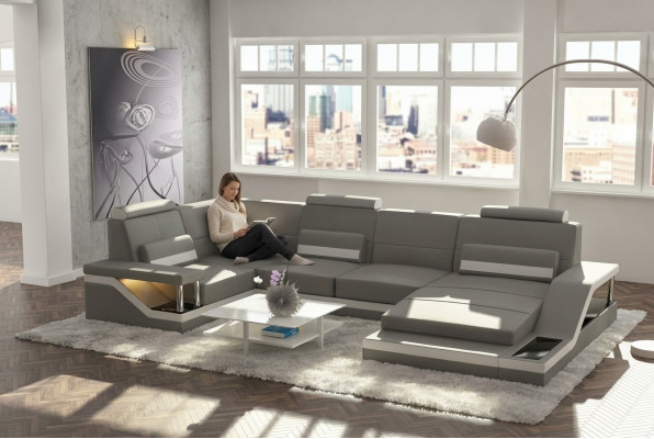 Woonlandschap bank bekleding bankhoek hoekbank set textiel stof leer sofa's