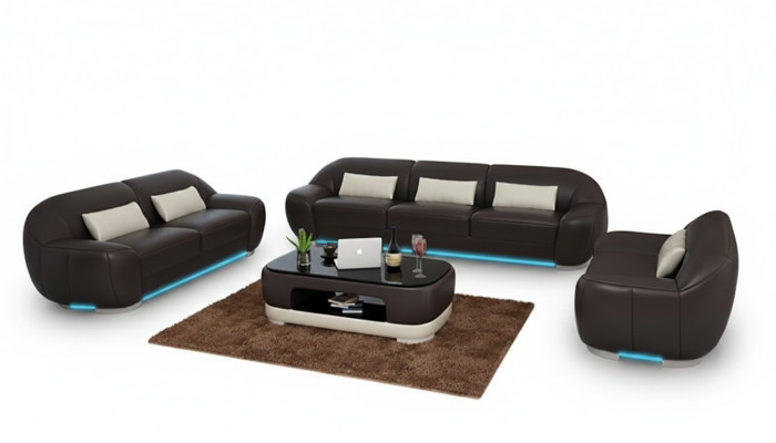 Lederen bank Bank Bankstel Hoekbank Hoek Set Ontwerp Decor Moderne Bank