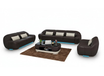 Lederen bank Bank Bankstel Hoekbank Hoek Set Ontwerp Decor Moderne Bank