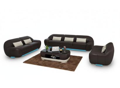 Lederen bank Bank Bankstel Hoekbank Hoek Set Ontwerp Decor Moderne Bank