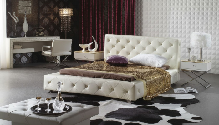 Elegant designer bed, bedden, leren bed, Chesterfield gestoffeerd bed, tweepersoonsbed, nieuw