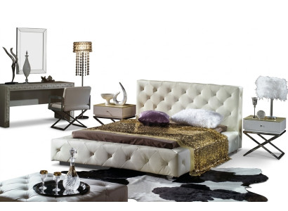Elegant designer bed, bedden, leren bed, Chesterfield gestoffeerd bed, tweepersoonsbed, nieuw