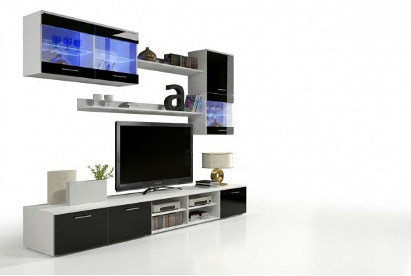 Een verfijnde houten tv-nachtkastje in moderne stijl voor uw woonkamer.