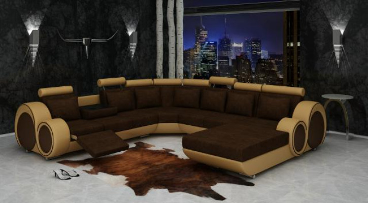 TEXTIEL SOFA XXL WOONLANDSCHAP STOFFEN BANK GROTE BANK BEKLEDE BANKHOEK NIEUW