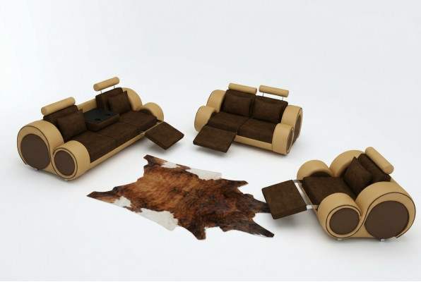 Sofa-set zitbank bank lederen set woonlandschap 3+2+1 textiel BER