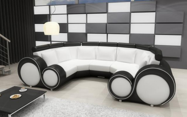 Exclusieve moderne leren sofa van premium kunstleer met houtframe