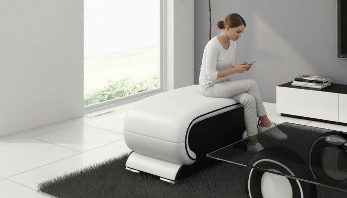 Ontwerper leren poef Lounge poef Bank Bank Bijzettafel TV.