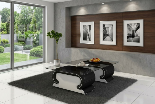 Ontwerper glazen tafel tafel gestoffeerde lederen tafel bank sofa leren tafels