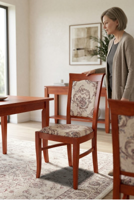 Massief houten eetkamerstoel designer leren stoel stoelen eetkamerstoelen K13.