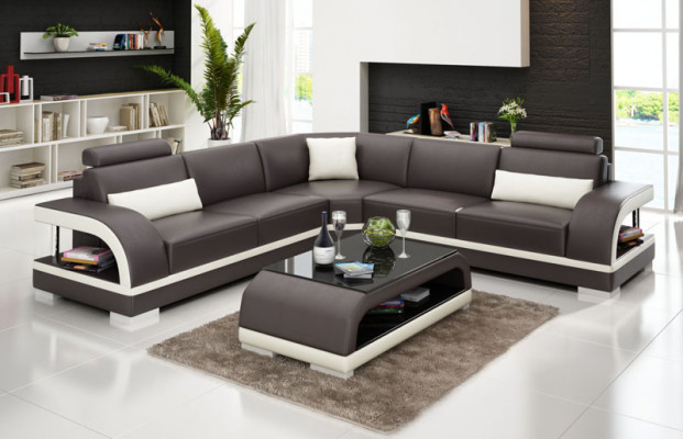 Leren bank Bank Woonlandschap Hoekbank Hoekbankstel Design Moderne Sofa G8011B