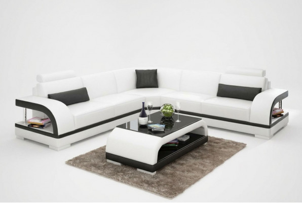 Leren bank Bank Woonlandschap Hoekbank Hoekbankstel Design Moderne Sofa G8011B