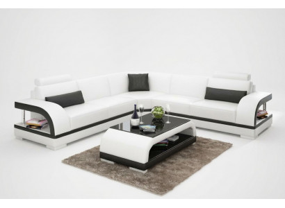 Leren bank Bank Woonlandschap Hoekbank Hoekbankstel Design Moderne Sofa G8011B