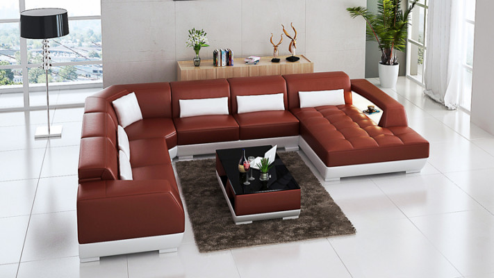 Moderne leren bankstel bank woonlandschap hoekbank decor hoek design set