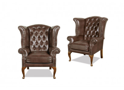 Chesterfield oorfauteuil Queen fauteuil antieke look bankbekleding nieuw meubel