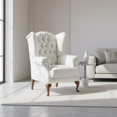 Chesterfield fauteuil Volledig lederen klassieke tv-stoel Oorfauteuil CL-FOTEL