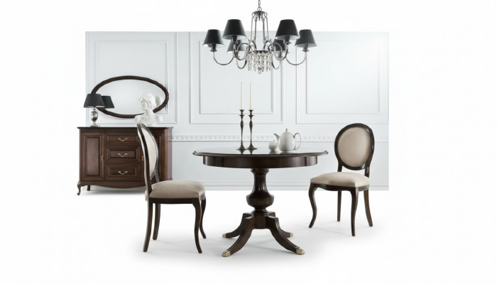 Klassieke tafel met 2 stoelen Royal stoelen Tafels Ronde tafel Houten tafel - Verona