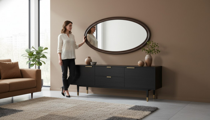 Klassieke designer spiegel wandspiegel ronde spiegel - Model V-Ellipse