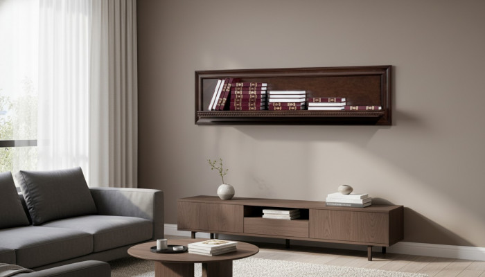 Woonkamer XXL boekenkast massief hout 131cm plankenrek planken - model V-P1.