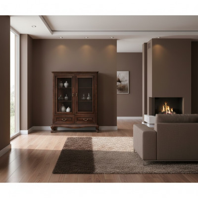 Klassieke vitrinekast Vitrinekast Kast Massief houten vitrines V-W 3-4 Glazen kast