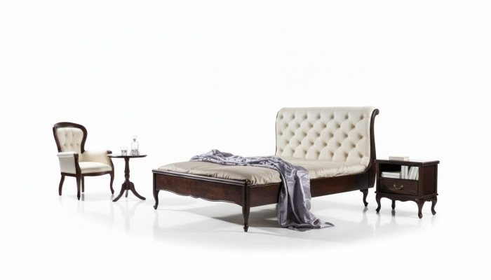 Chesterfield bed tweepersoonsbed Echt lederen gestoffeerde bedden met Swarovski mogelijk