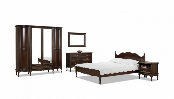 Italiaans stijl meubels bed nachtkastjes kledingkast commode spiegel compleet