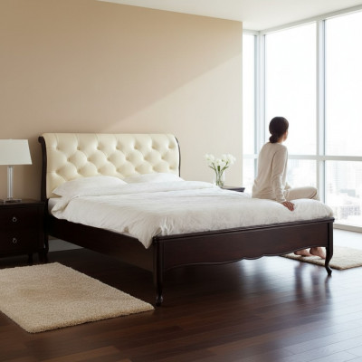 Chesterfield Bed Bedden Tweepersoonsbed Huwelijksbed Italiaanse meubels Hout Leer Textiel