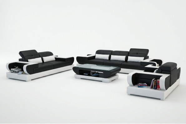 Sofa set van bankstel bekleding leer zitgroep 3+2+1 set moderne bank Detmold