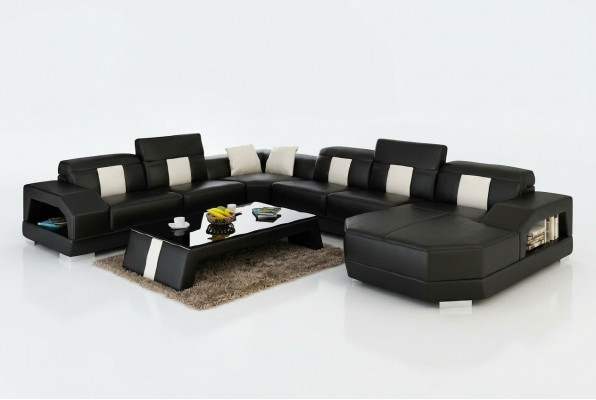 Woonlandschap Bank Bekleding Hoek Bankstel Designer Leren Bank