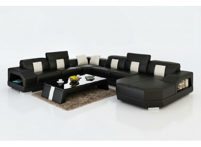 Woonlandschap Bank Bekleding Hoek Bankstel Designer Leren Bank