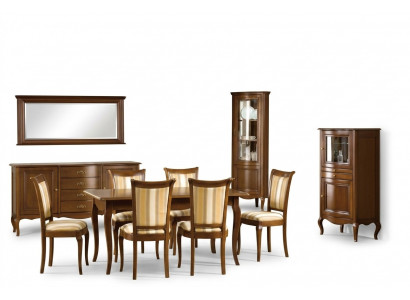 Klassieke eetkamerset, commode, tafel, stoelen, vitrine, woonkamerset Italië nieuw