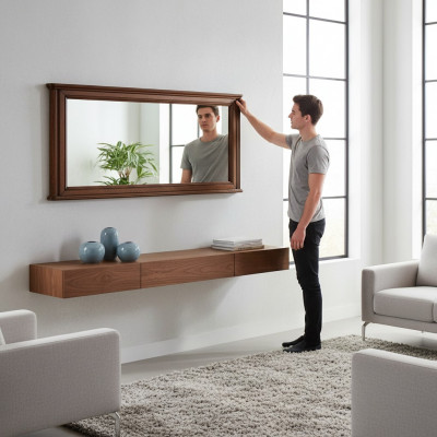 WANDSPIEGEL HOLZRAHMENSPIEGEL RAHMEN RECHTECKIGER SPIEGEL DESIGNER Prato PR-L1  = WANDSPIEGEL HOUTEN LIJSTSPIEGEL LIJST RECHTHOEKIGE SPIEGEL ONTWERPER Prato PR-L1