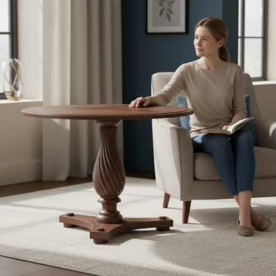 Klassieke ronde tafel massief rustieke tafels eettafels model ZB-4