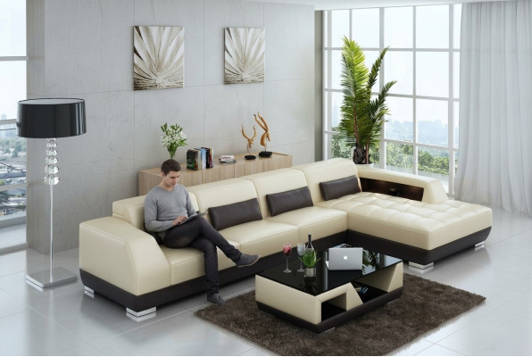 Leren bank Bank Woonlandschap Hoekbank Hoekset Ontwerp Modern Bankstel G8024C