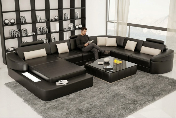 Woonlandschap Bank Beklede Hoekbank Designer Leren Bank Grote Bank Kelcher