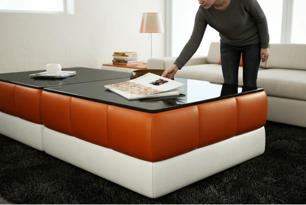 Ontwerper salontafel Gestoffeerde tafel Lederen glazen tafels Glazen tafels #SBA1A