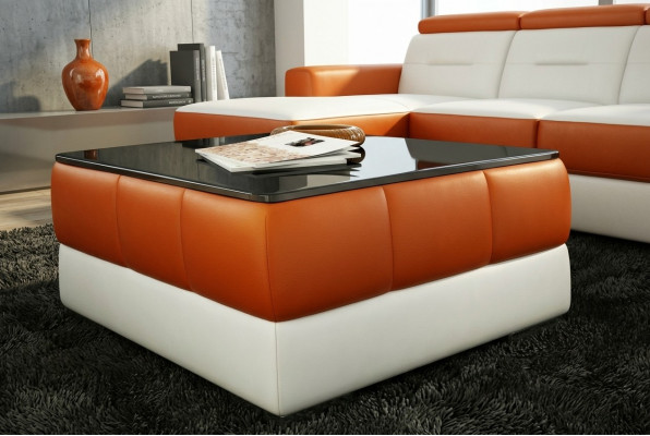 Ontwerper salontafel Gestoffeerde tafel Lederen glazen tafels Glazen tafels #SBA1A
