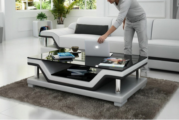 Designer salontafel Gestoffeerde tafel leer glas Moderne tafels #SB3009