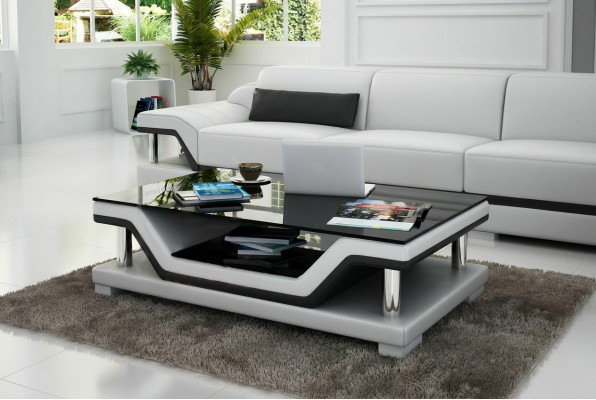 Designer salontafel Gestoffeerde tafel leer glas Moderne tafels #SB3009