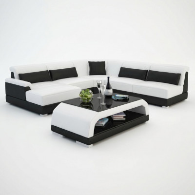 Ontwerper salontafel Gestoffeerde tafel Leder Glas Moderne tafels 6108