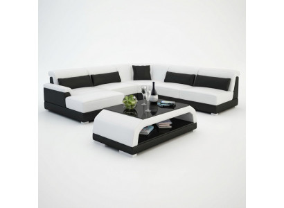 Ontwerper salontafel Gestoffeerde tafel Leder Glas Moderne tafels 6108
