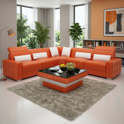Ontwerper salontafel gevoerde tafel leer glazen moderne tafels #8009